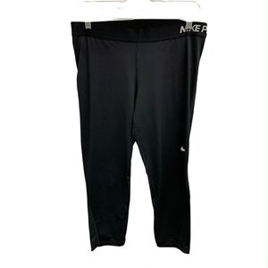 Nike Black Capri Training Leggings with Logo Waistband Size Xl